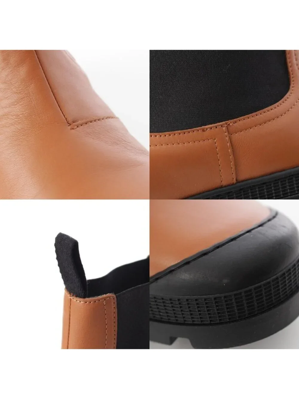 Loewe Leather Side Gore Volume Sole Chelsea Boots Ankle Short Shoes Tan Brown